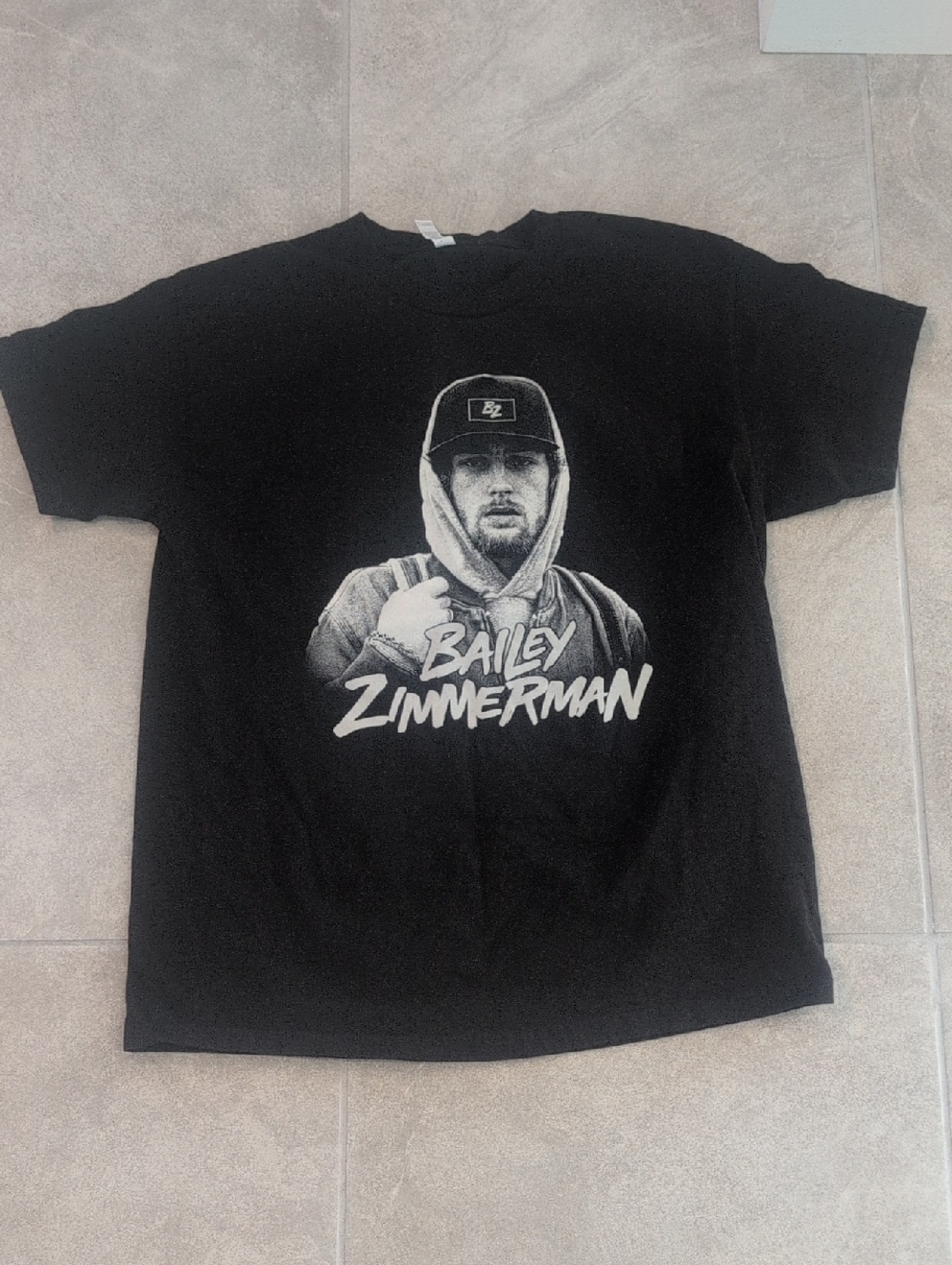 American Apparel Black Short Sleeve Graphic Tee with Monochrome Portrait